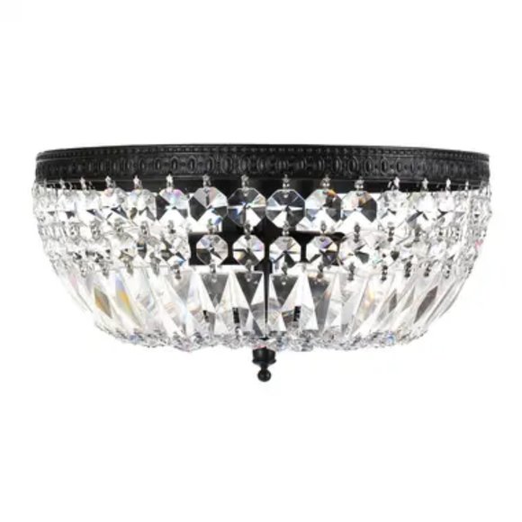BRAND NEW IN BOX  - Gorgeous Black and Crystal Flushmount Chandeliers - Picture 1 of 4